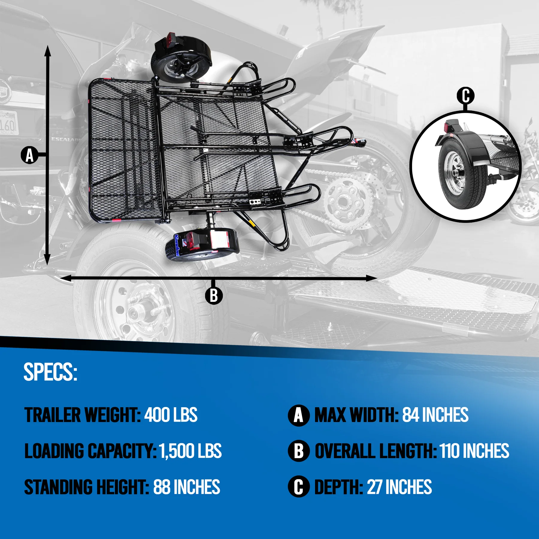 Stand-Up™ Dirt Bike Trailer, Sport Bike & Scooter Trailer