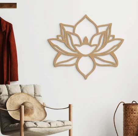 ديكور جداري خشبي – زهرة اللوتس العصرية
