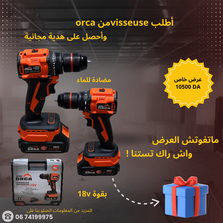 VISSEUSE BRUSHLESS PRO 18V 2000 mAH ORCA +CADEUX