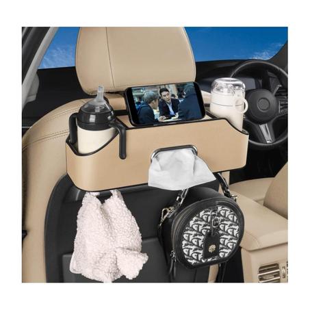 Organisateur de siège auto  – Rangement élégant et malin pour la voiture 🚗 | Porte-gobelets, boîte à mouchoirs & crochets – Idéal pour les enfants, les longs trajets et les voyages