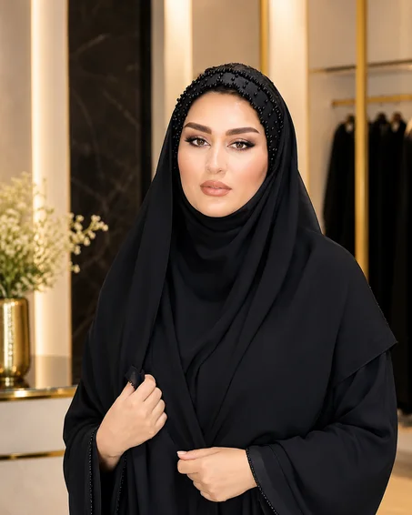 فولار كريب جورجيت مبرد راقي، منبت باليد بعقيق زمرد