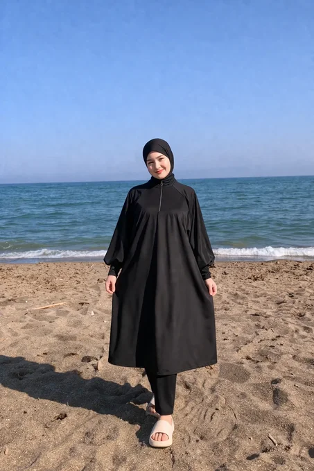 بوركيني من 3 قطع، خفيف، مريح، ومقاوم للماء