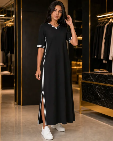 robe élégante à bandes l