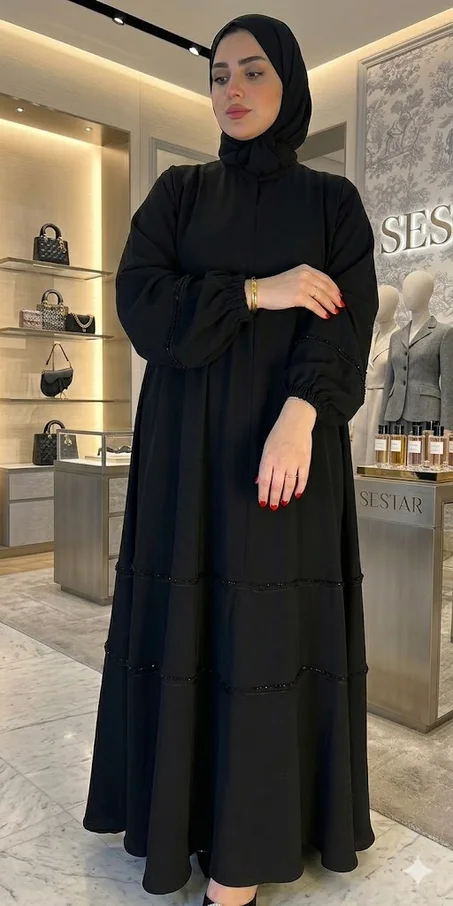 عباية سوداء فخمة noir fonce