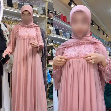 عباية فاخرة بدانتيل راقي وجيب أمامي عملي