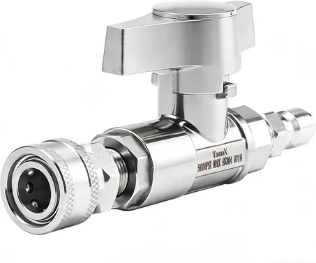 Lavadora a presión de válvula de bola, kit de válvula de bola de conexión rápida de 3/8", válvula de cierre de alta presión para manguera de lavado eléctrico, 5000 PSI, acero inoxidable