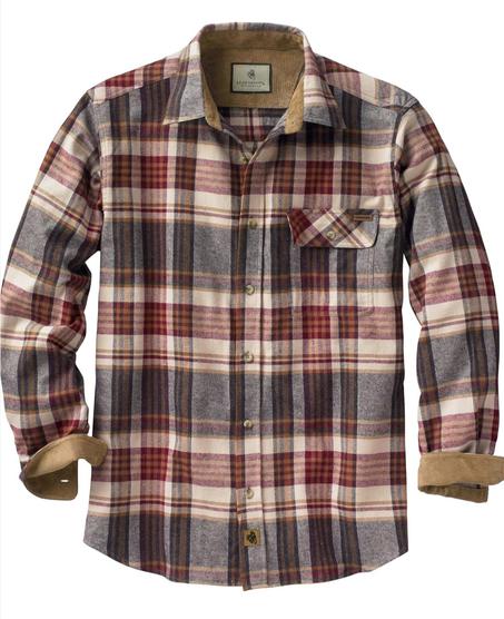 ليجندري وايت تيلز قميص كاجوال للرجال من باك كامب فلانيل، باكمام طويلة منقوش بازرار سفلية واساور اكمام من قماش كوردروي