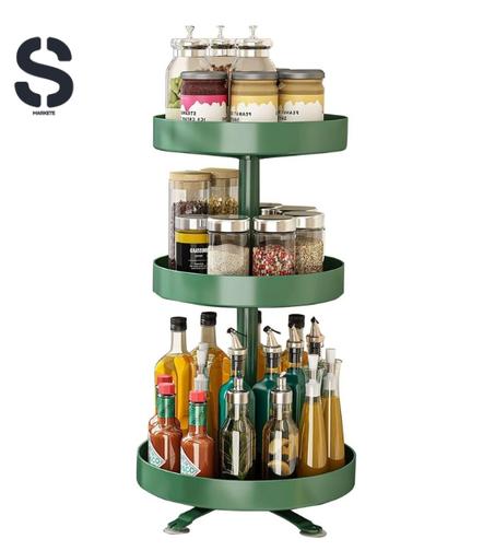 حامل توابل دوار 360 درجة،  تخزين للمطبخ، منظم غير قابل للانزلاق