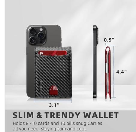 رونبوكس محفظة رفيعة بمشبك نقود للرجال بخاصية حجب تقنية تحديد الهوية بموجات الراديو مع 11 حامل بطاقة