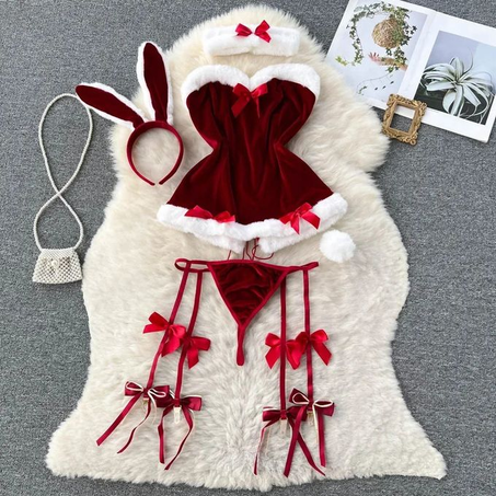 Ensemble Lingerie Lapin Femme de Chambre Bunny en fourrure