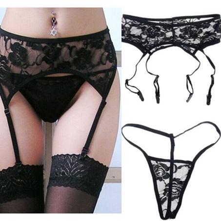Porte-jarretelle en dentelles + String - Lingerie