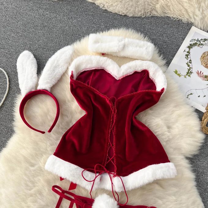 Ensemble Lingerie Lapin Femme de Chambre Bunny en fourrure