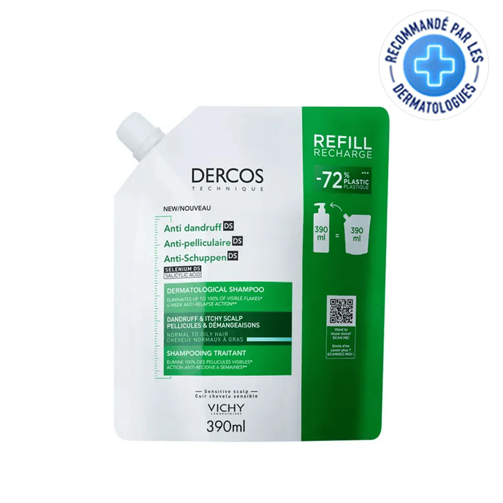 VICHY DERCOS TECHNIQUE ECO-RECHARGE SHAMPOOING ANTIPELLICULAIRE DS - Cheveux normaux-a-gras-390ml