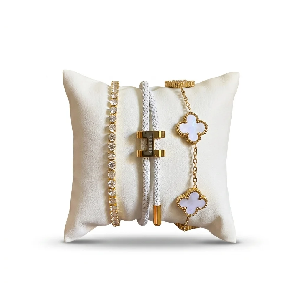 Pack de 3 Bracelets – Élégance Chic & Raffinée (Hermes + Vancleef + Rivière)