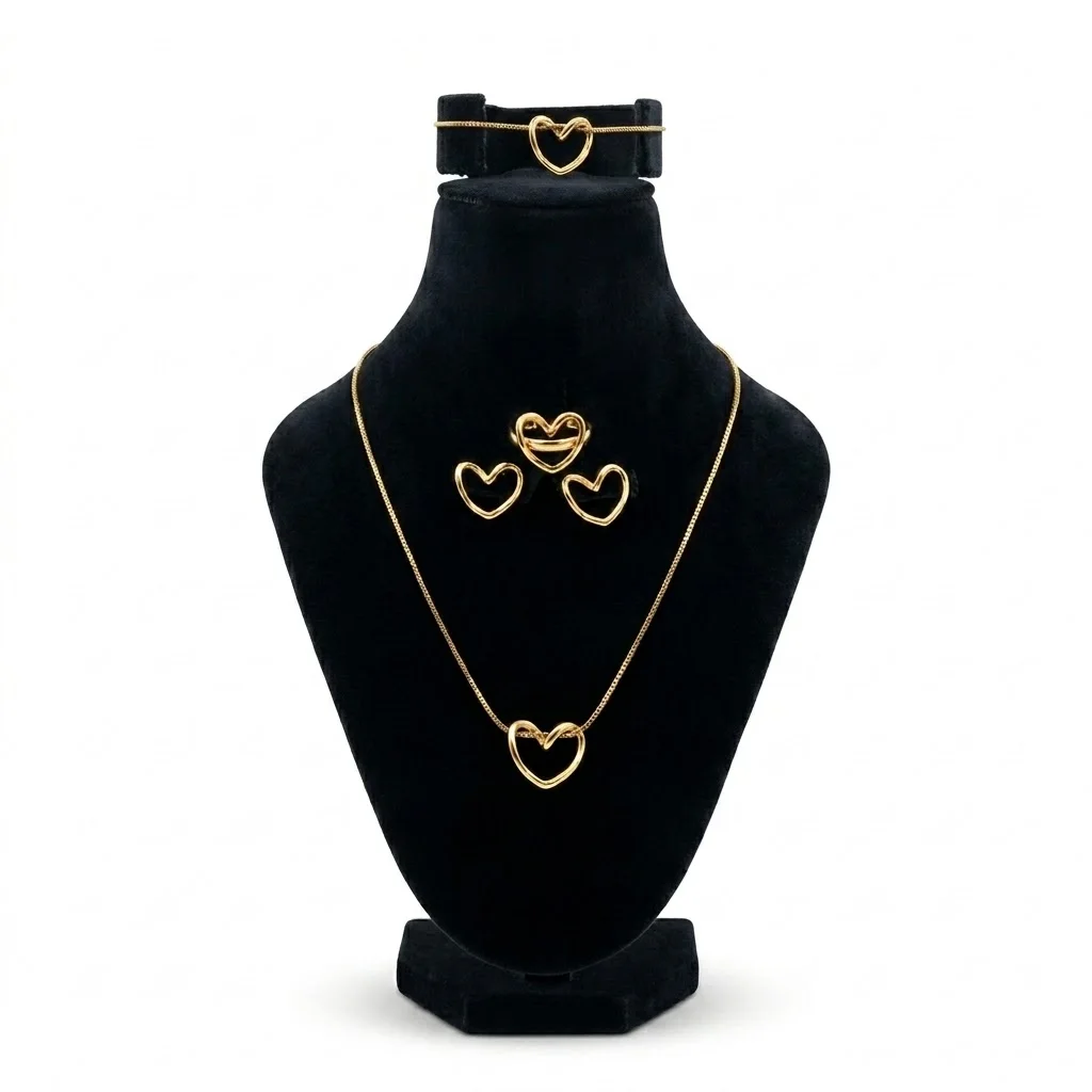 Ensemble Bijoux Cœur Doré
