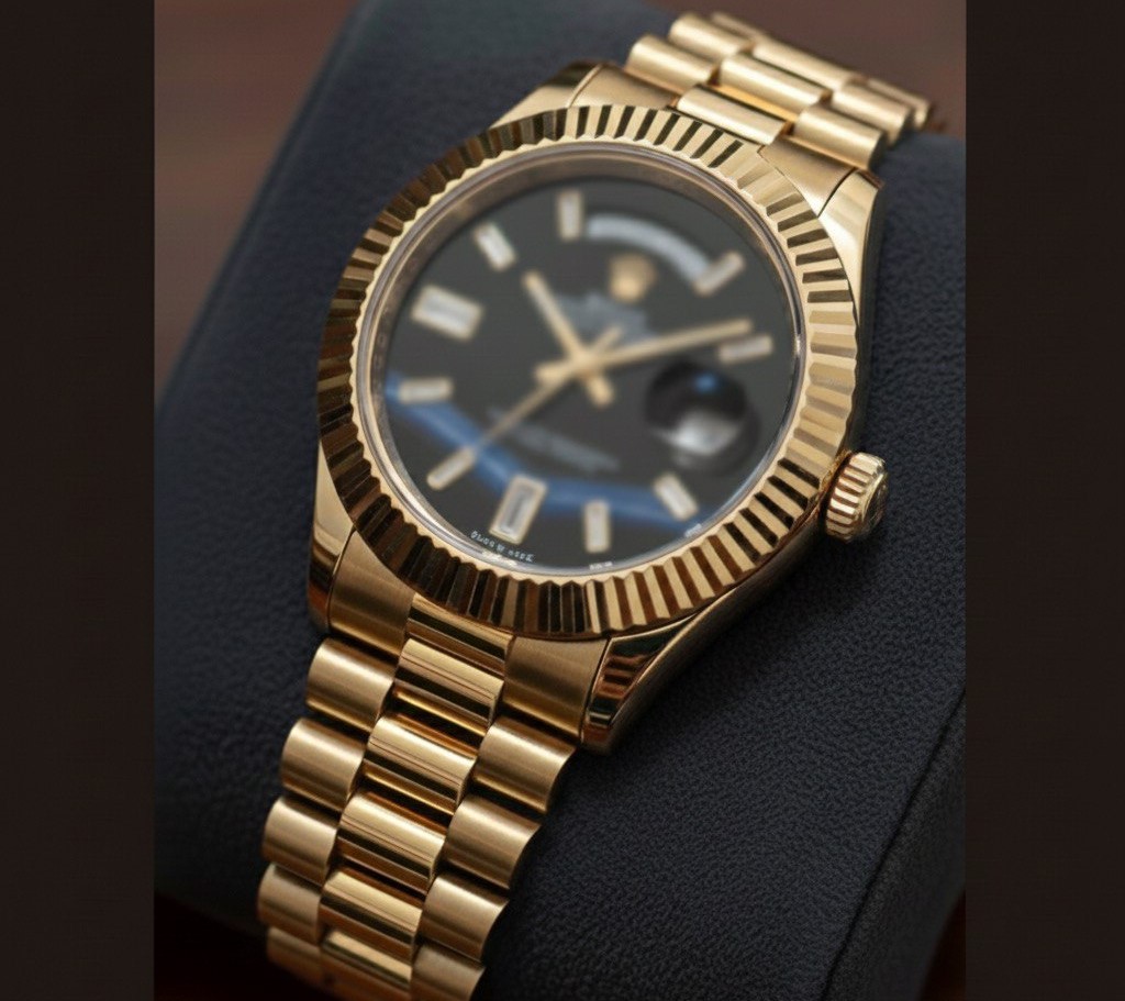 R-L-X  Oyster perpetual dorée cadrant noir taché