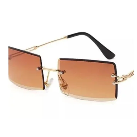 Homme et femme Vintage Square Lunettes de soleil sans cadre coupe Edge dégradé Lunettes de soleil