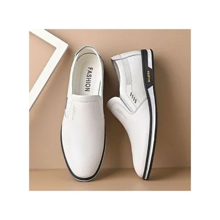 SHJO Baskets Homme Confortable Similicuir Respirant Léger Marche Quotidienne Sport Flâneurs Chaussures - Blanc