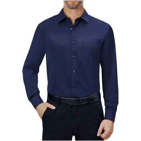 Banagat Chemise Formelle Pour Homme Qualité Entreprise Couleur Noire Manches Longues
