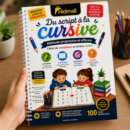 كتاب تعلم الكتابة اليدوية الفرنسية –  Écriture cursive 100 pages
