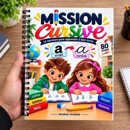 MISSION Cursive – دفتر تعلم الكتابة الفرنسية بالخط المتصل