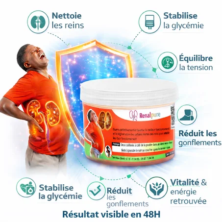 RenalPur™ nettoie les reins, stabilise la glycémie et la tension, et aide à renforcer la vitalité masculine en dès (48h) D2