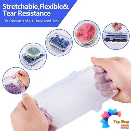 Lot de 6 Couvercles Extensibles En Silicone Alimentaire Réutilisable