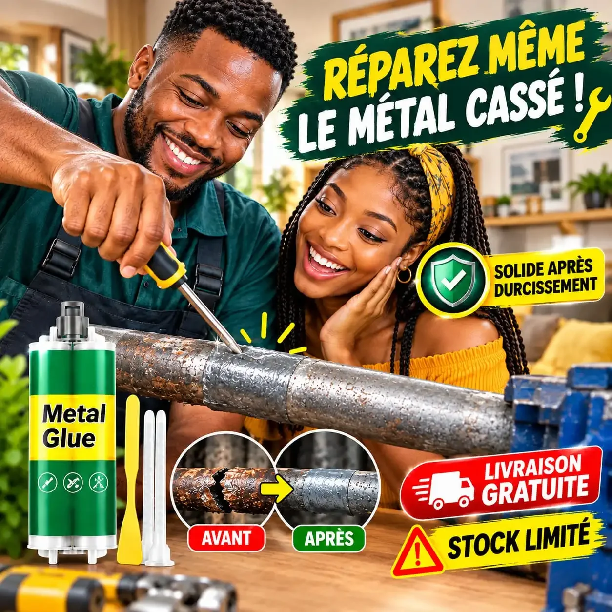 Colle Époxy AB pour Réparation Métallique (50g)
