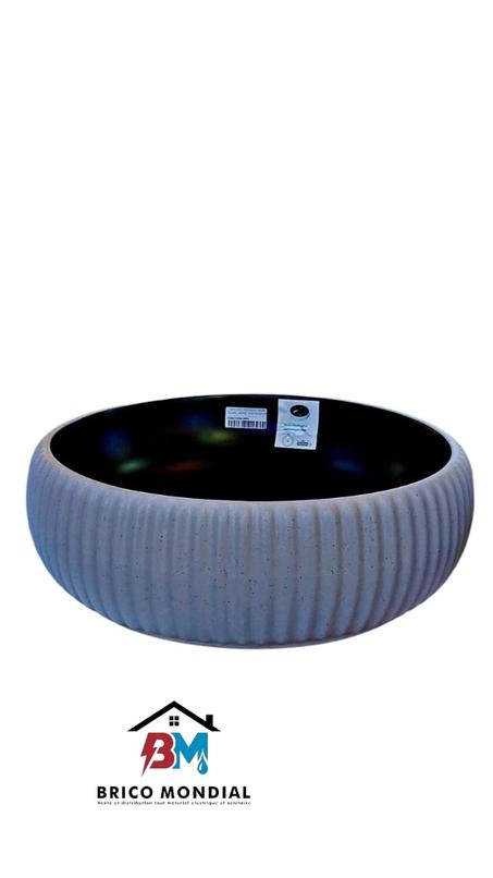 VASQUE CERAMEC NOIR BLANC ROND 420X420X125