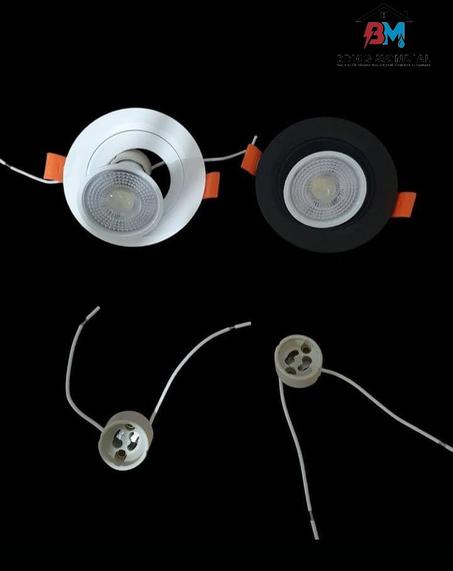 SPOT PVC GU10 ROND ORIENTABLE POPPY + DOUILLE+LAMPE