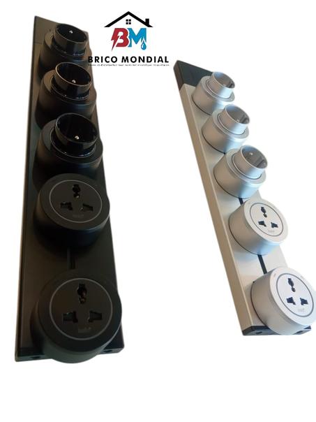 LAZIO POWER TRACK 50CM 2PRIS AMER & 3 PRISE 2P+T BLACK SILVER