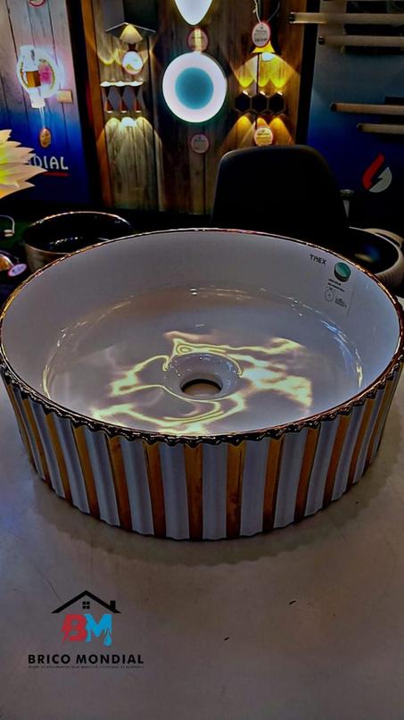 VASQUE CERAMEC DORE BLANC ROND 400X400X125