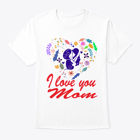تيشرت قلب و أحبك أمي - I love you mom and heart  t-shirt