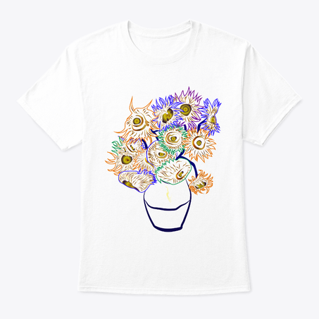 تيشرت مزهرية دورة حياة الإنسان للرسام الشهير فان جوخ - Human Life Cycle Vase T-Shirt by the famous painter Van Gogh