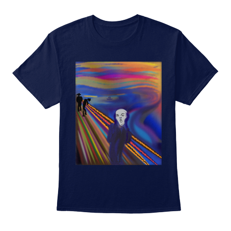 تيشرت بتصميم لوحة الصرخة العالمية للرسام الشهير إدفارت مونك - T-shirt designed by the famous painter Edvard Munch's painting The Universal Scream
