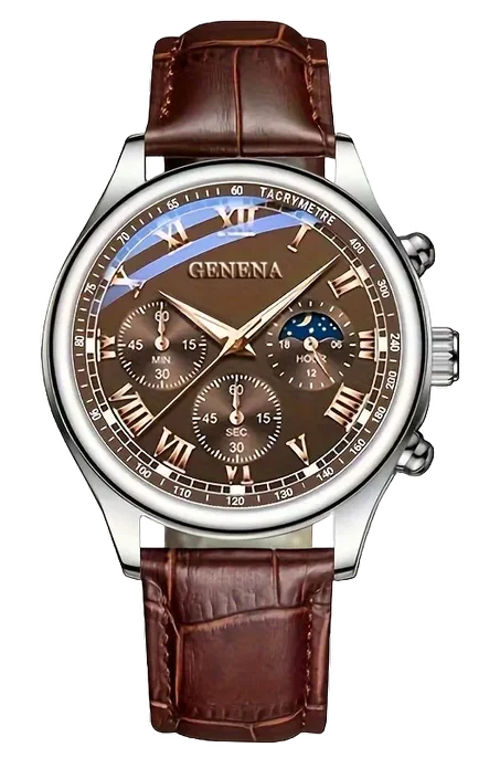 ساعة كوارتز فاخرة للرجال بحزام لامع ، مقاومة للماء ، دائرية ، جودة عالية ، موضة