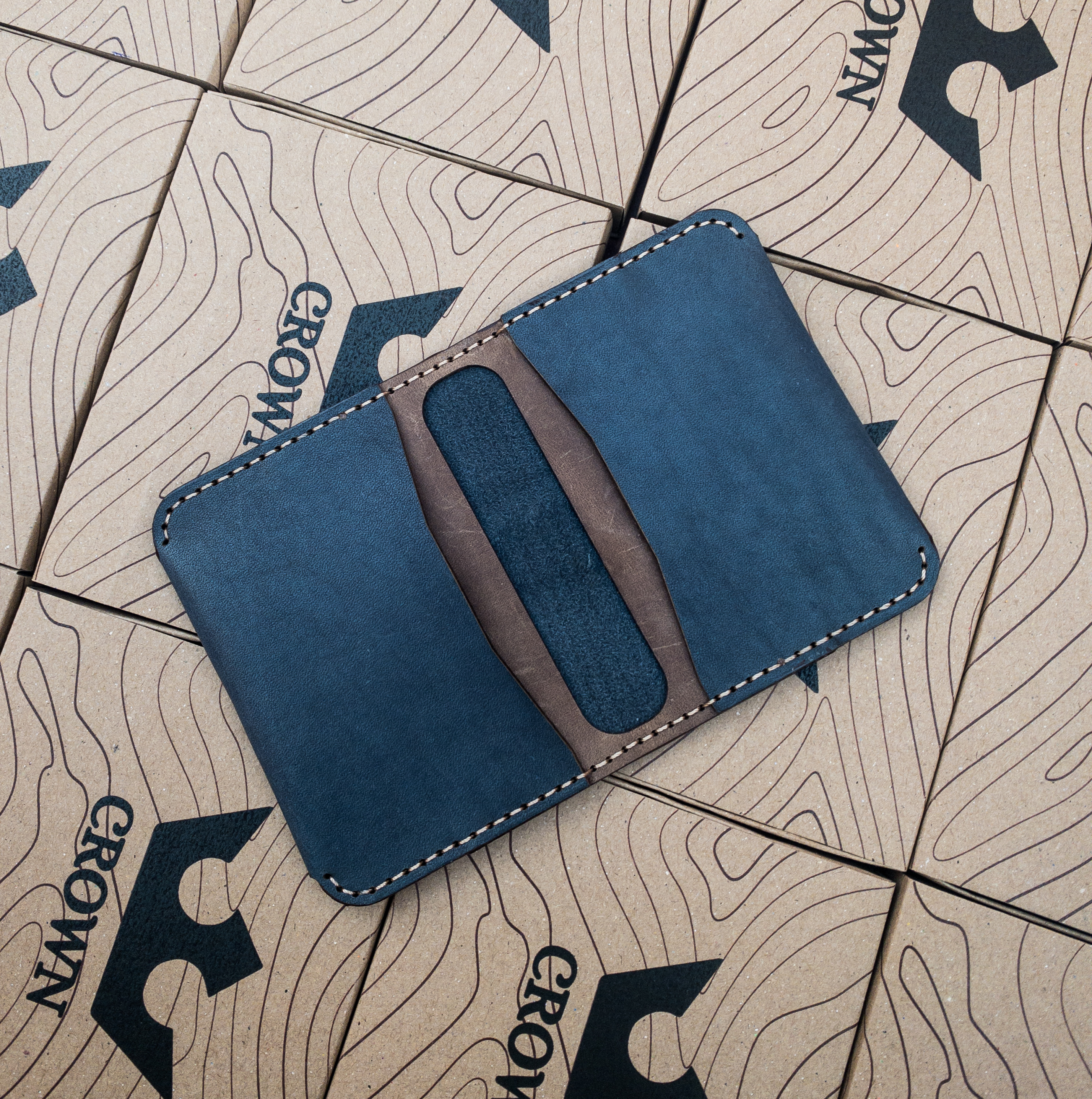 Porte-Cartes Horizontal Moderne Blue-marine