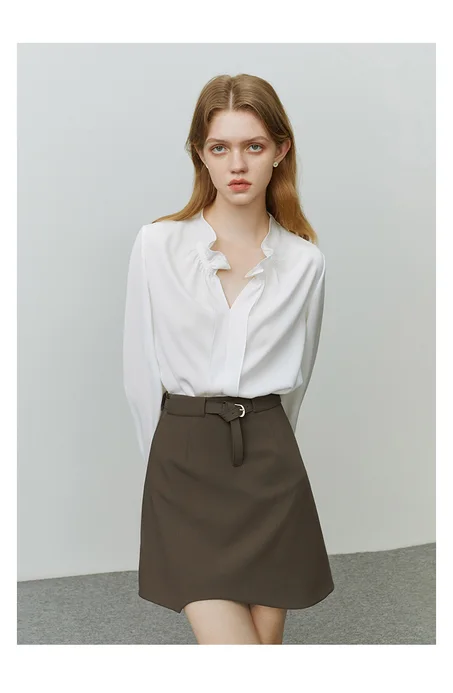 Women's Clothing Shirt Spring White Shirt V-neck Fashion Vintage 2023 NEW Female Long Sleeve Chic Comfortable Casual Blouse Tops