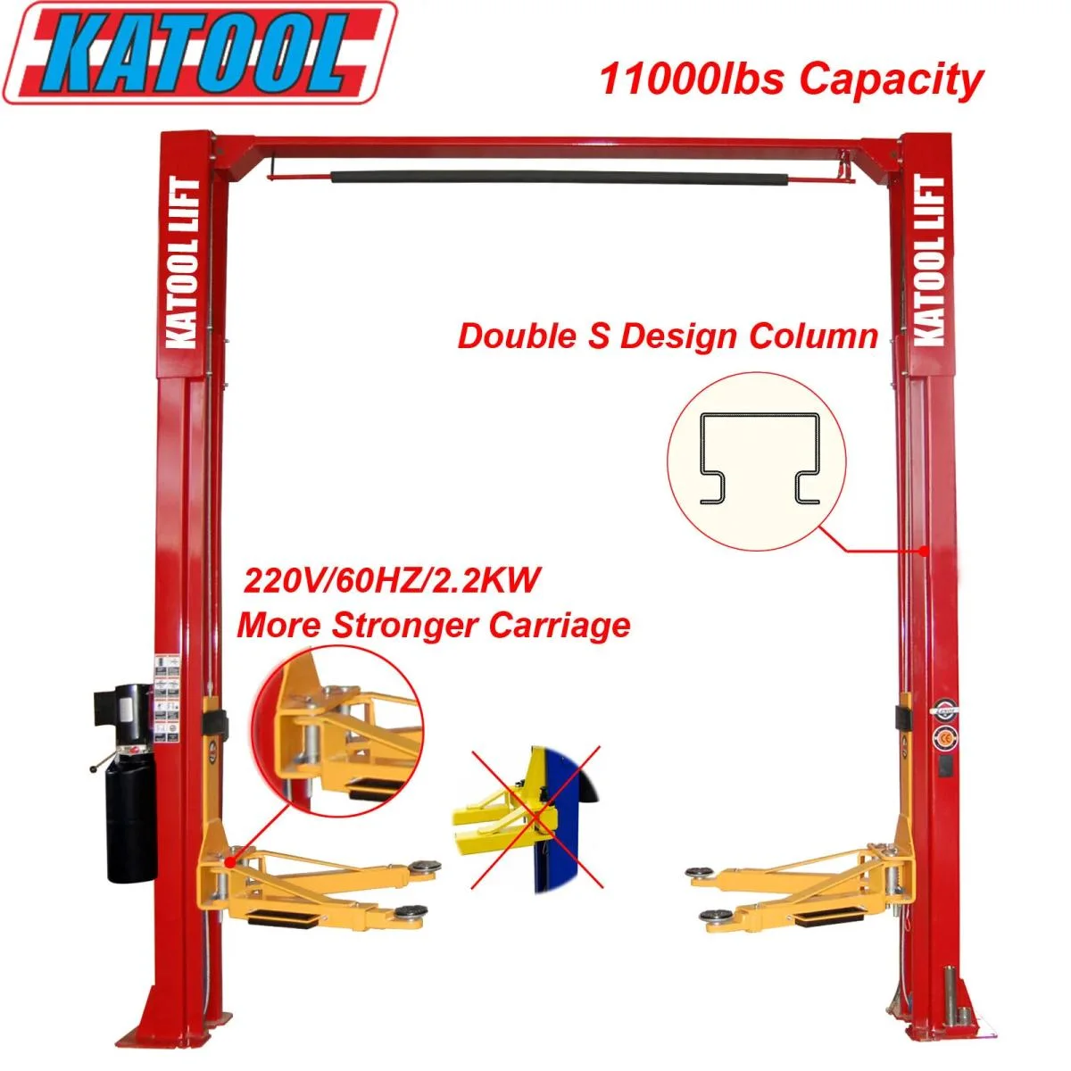 Katool ME-LM1100 Single Lock Release Two Post Vehicle Lift 11,000lbs