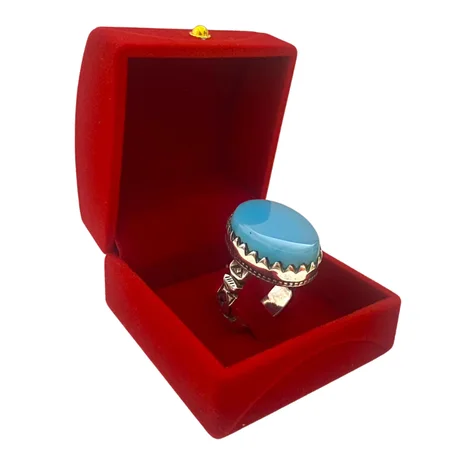 خاتم من فضة 925 وحجر العقيق السماوي