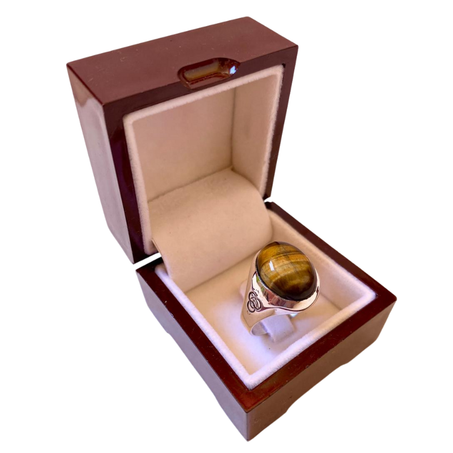 خاتم من فضة وحجرعين النمر الطبيعي