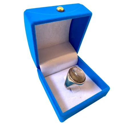 خاتم من فضة وحجر الكوارتز روتايل