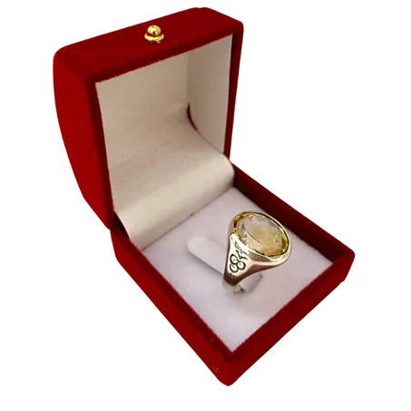 خاتم من فضة و حجر السيترين الطبيعي