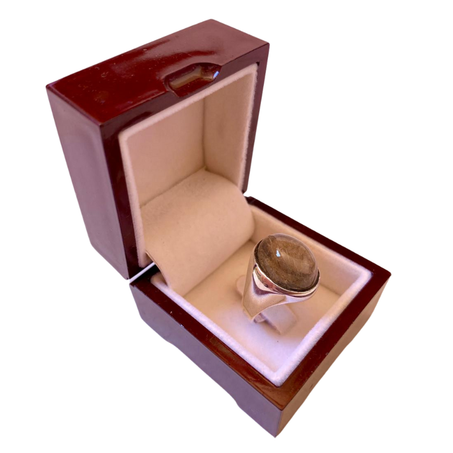 خاتم من فضة وحجر الكوارتز روتايل