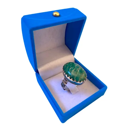 خاتم من فضة وحجر الأمازونيت