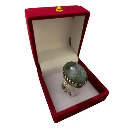 خاتم من فضة وحجر لابرادوريت الطبيعي
