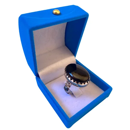 خاتم من فضة وحجر الأونيكس الطبيعي