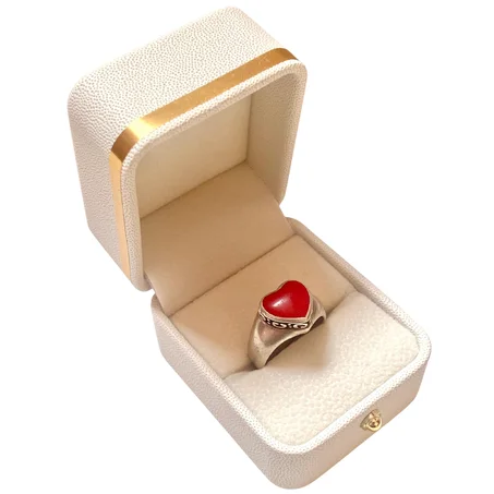 خاتم نقرة وحجر المرجان الطبيعي