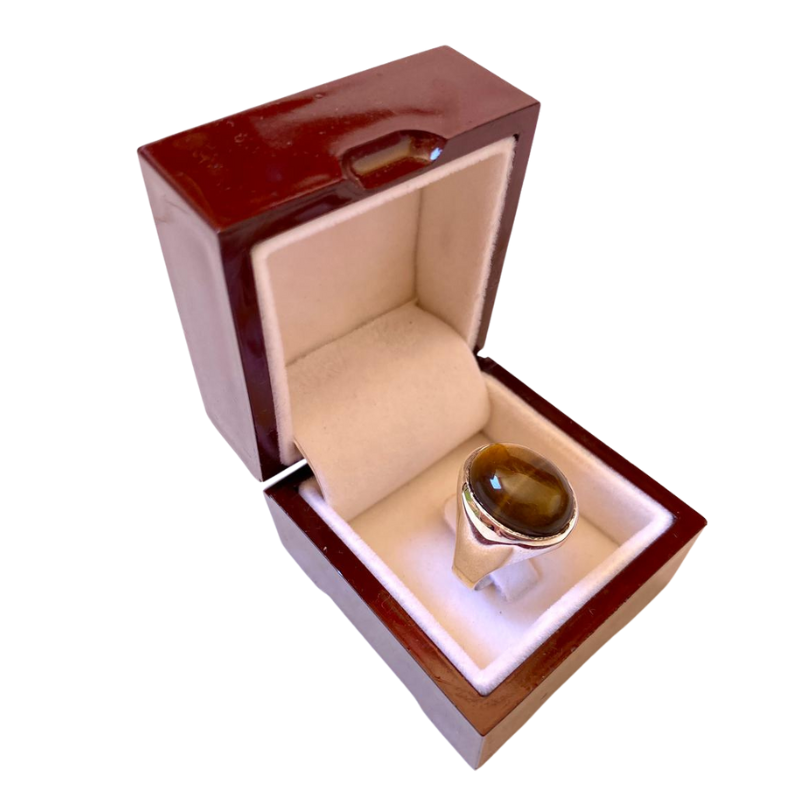 خاتم من فضة وحجر عين النمر