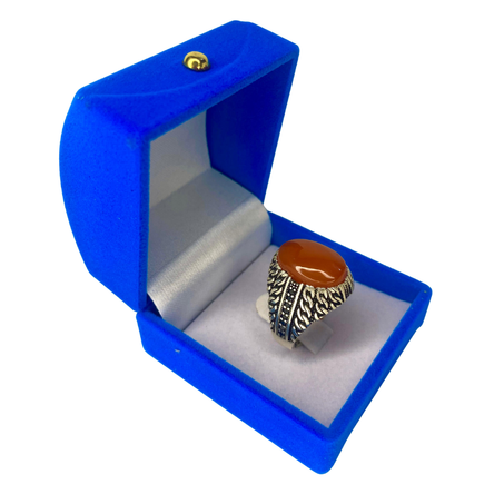 خاتم من فضة وحجر العقيق الطبيعي